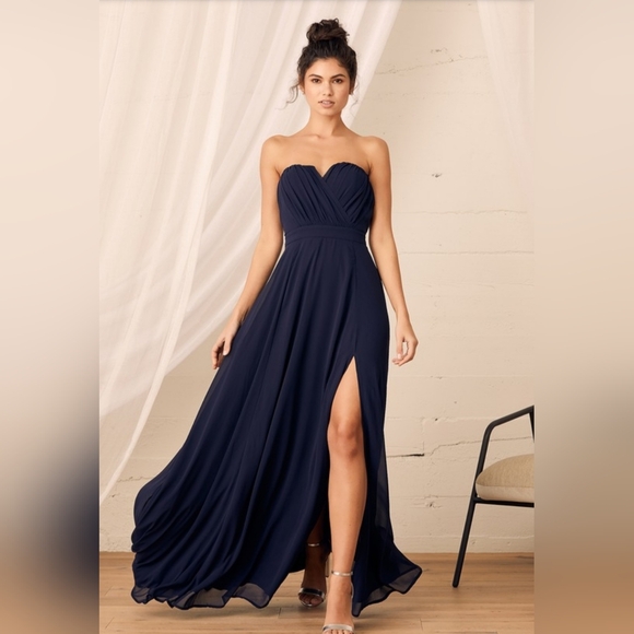NWT Lulus Formal Navy Dramatic Full Length Dress - Picture 1 of 4